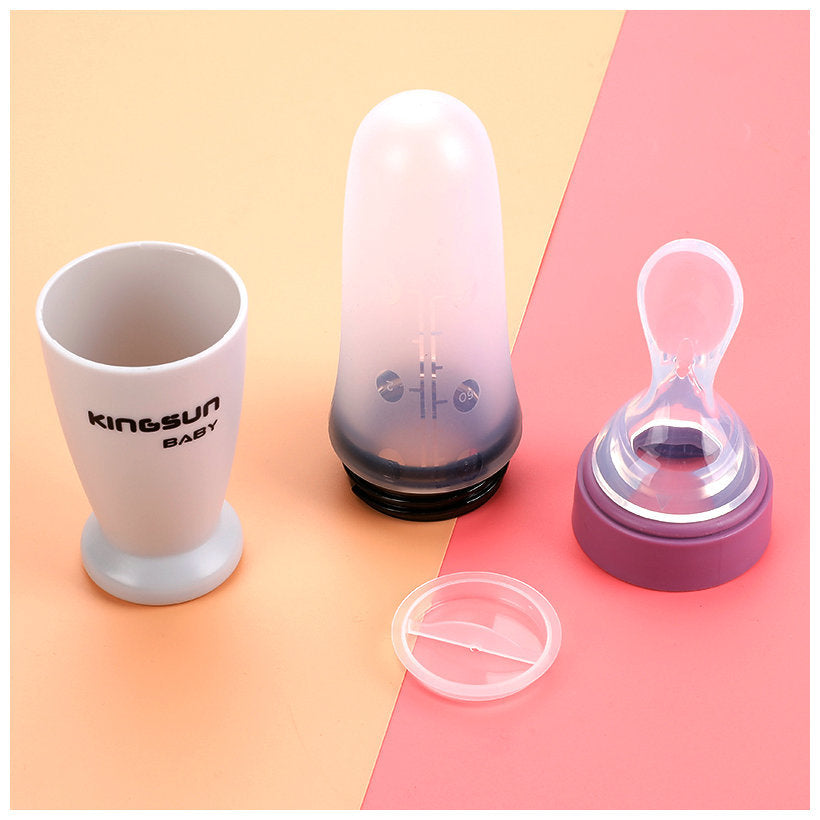 Baby Feeding Bottle Toddler Silicone Squeeze Feeding Spoon