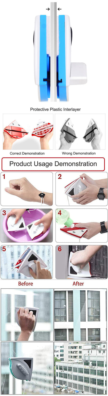 Wischen Sie Glas artefakt Doppelschicht-starkes magnetisches Glas wischer reinigungs werkzeug