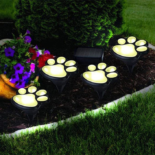 Led Solar Cute Cat Plug In The Ground Light 4 LED Bear Claw Scene Lights