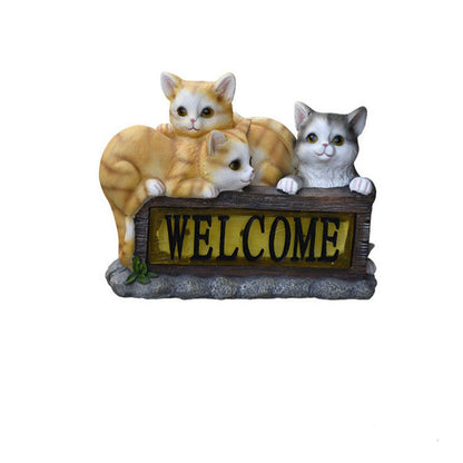 Cute Realistic Resin Animal Cat Solar Light Garden Decoration