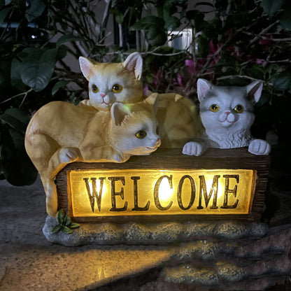 Cute Realistic Resin Animal Cat Solar Light Garden Decoration