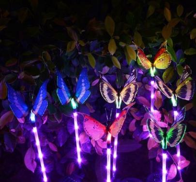 Solar Butterfly Light 7 Color Cycle LED Fiber Butterfly Light Lawn Garden Villa Landscape Light Decorative Light