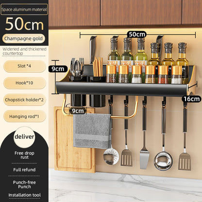 Fashionable Kitchen Shelf Wall-mounted Punch-free Multifunctional