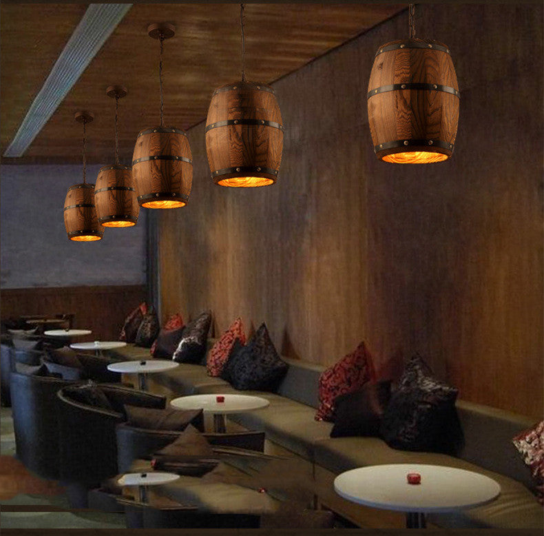 Creative Personality Wooden Barrel Bar Chandelier