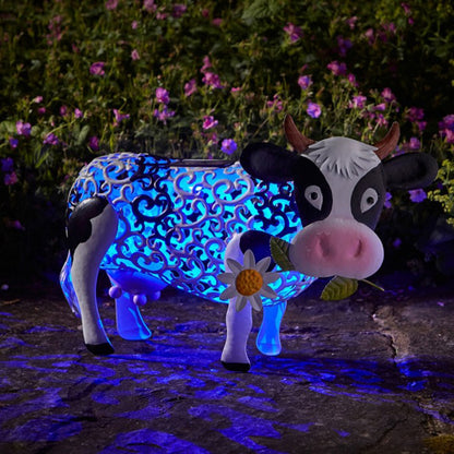 Daisy Cow Solar Lamp Resin Ornament Garden Decoration