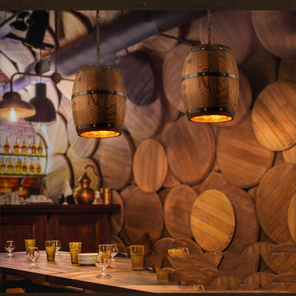 Creative Personality Wooden Barrel Bar Chandelier