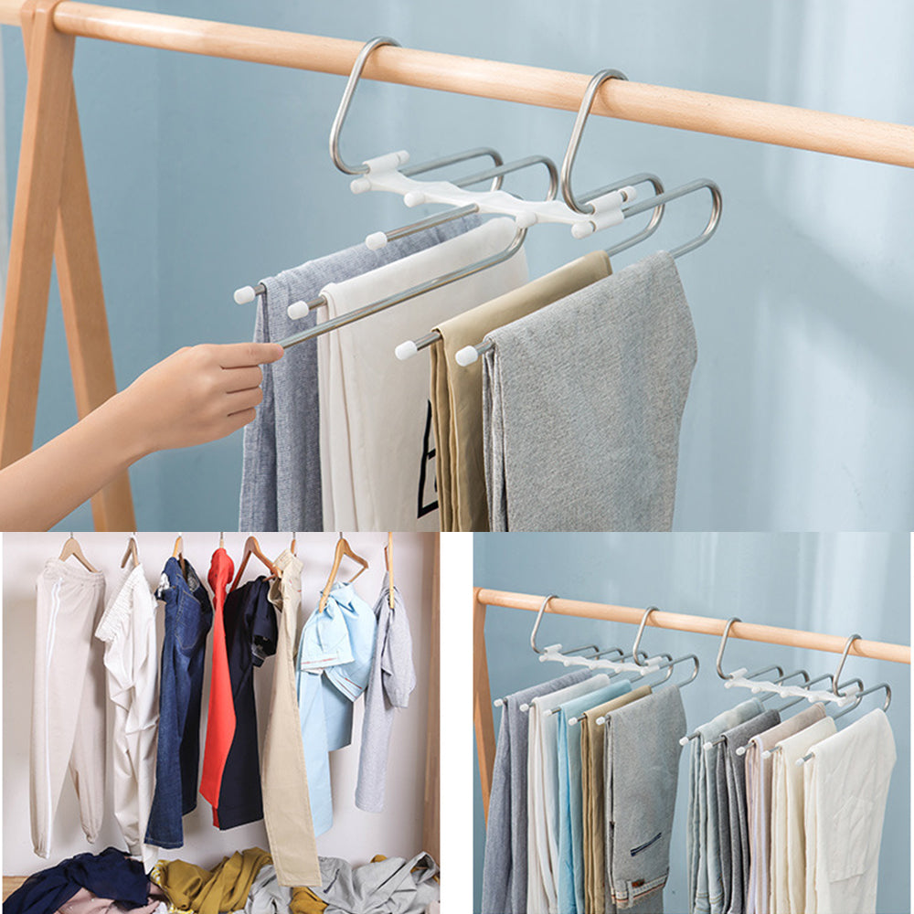 5 In 1 Wardrobe Hanger Multi-functional Clothes Hangers Pants Stainless Steel Magic Wardrobe Clothing Hangers For Clothes Rack