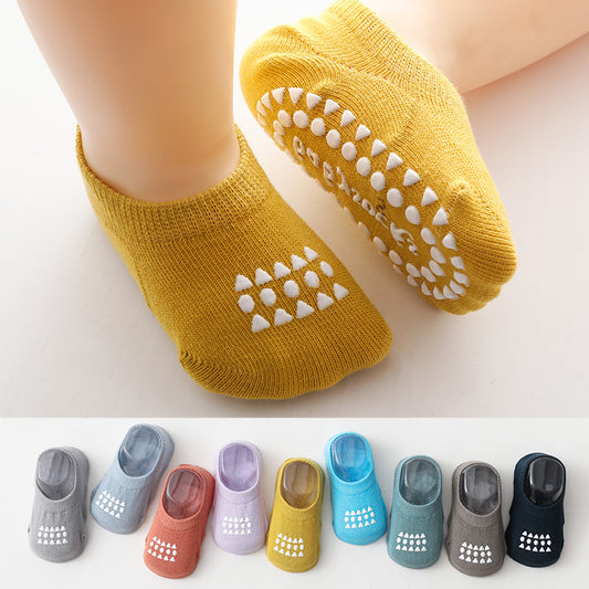 Children's Spring And Summer New Thin Anti-slip Ankle Socks Solid Color Room Socks