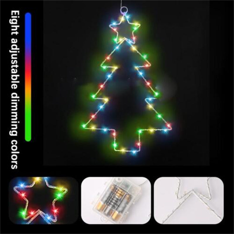 Wrought Iron Christmas Tree Shaped Lantern Festival LED Christmas Garland String Lights Fairy Curtain Light For Home Party Decororatios