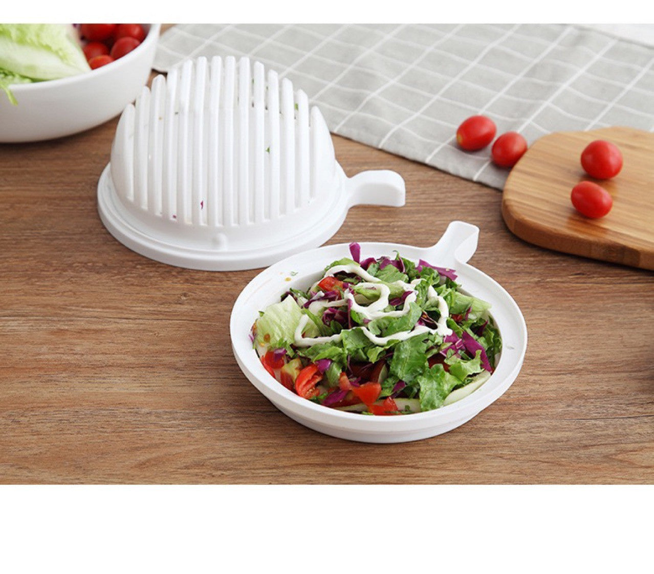 Salad Cutter Fruit Salad Cutting Bowl