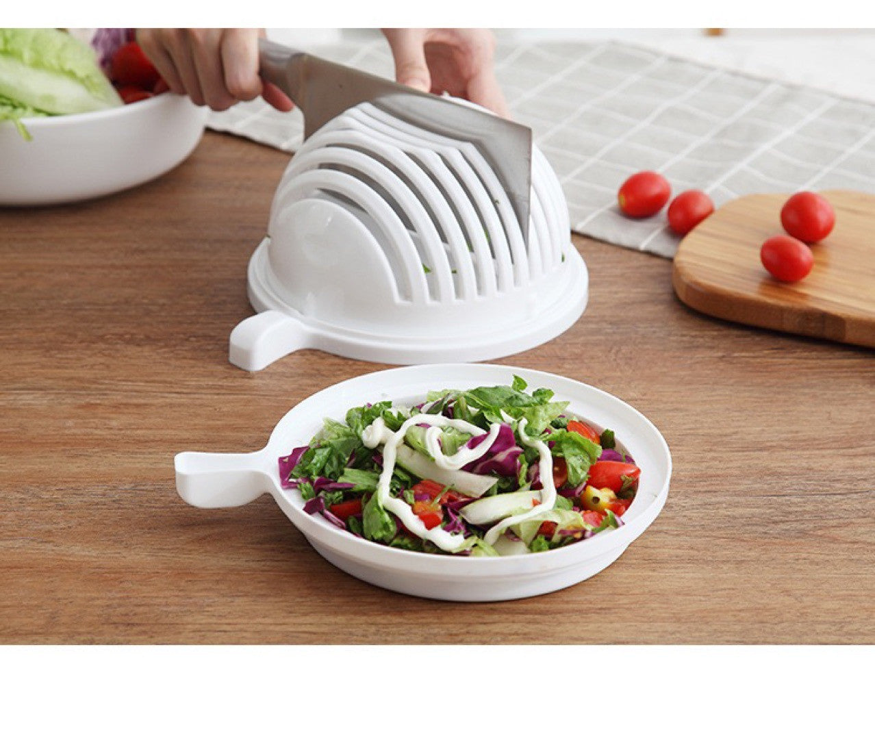 Salad Cutter Fruit Salad Cutting Bowl